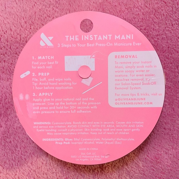 Olive & June Pink Goldfish Manicure Press-On Fake Nail Pearly White Oval Rainbow - Picture 7 of 10